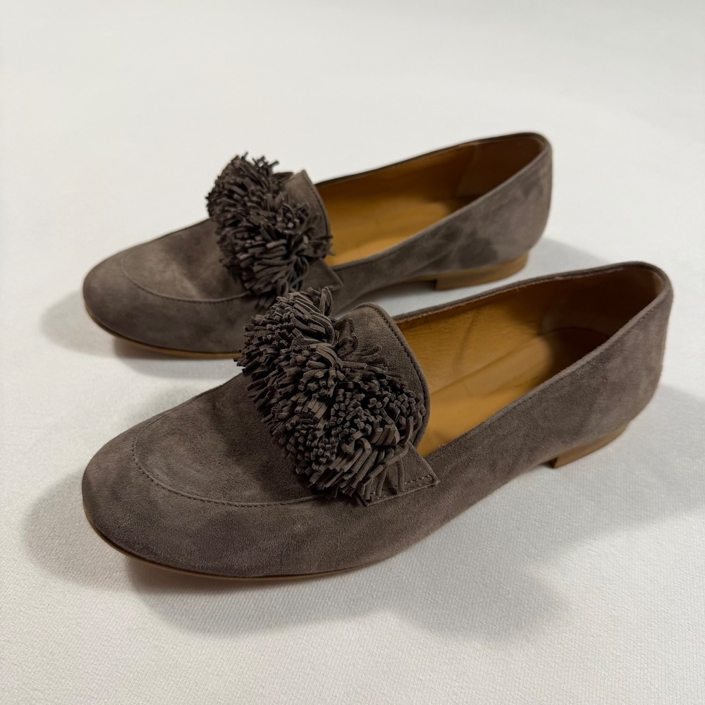 Mercanti Fiorentini Tassel Suede Loafers Made‎ in Italy Slip On Shoes Womens 8.5